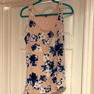 Express Blue and White Fitted Tank Top